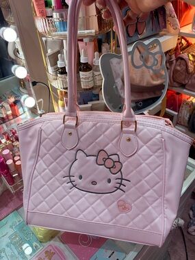 Hello Kitty Light Pink Quilted Tote Handbag